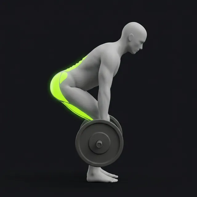 Deadlift, set up with the bar on the floor